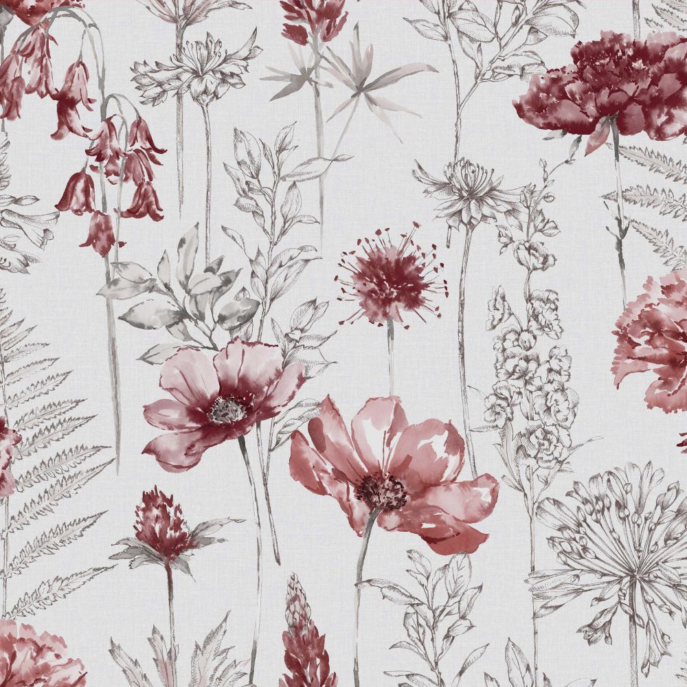 Fresco 112569 Floral Sketch Red Removable Wallpaper